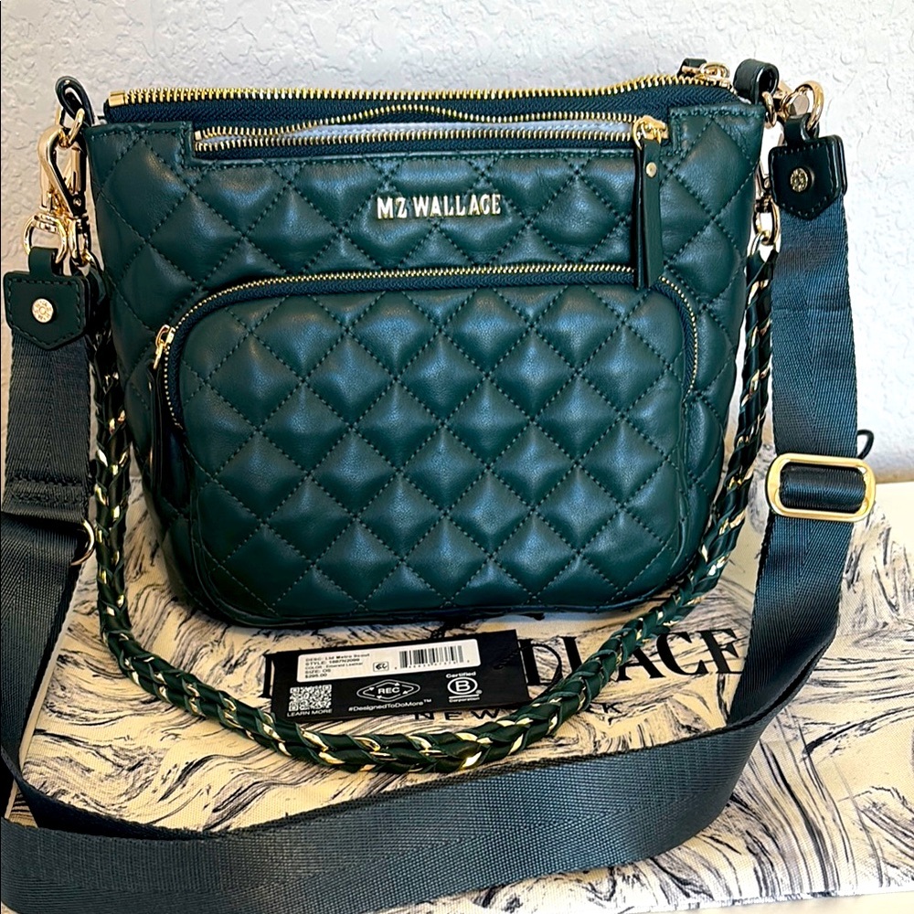 MZ Wallace Emerald Leather Metro Scout Deluxe.